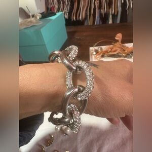 Source Unknown Silver Crystal Link Bracelet